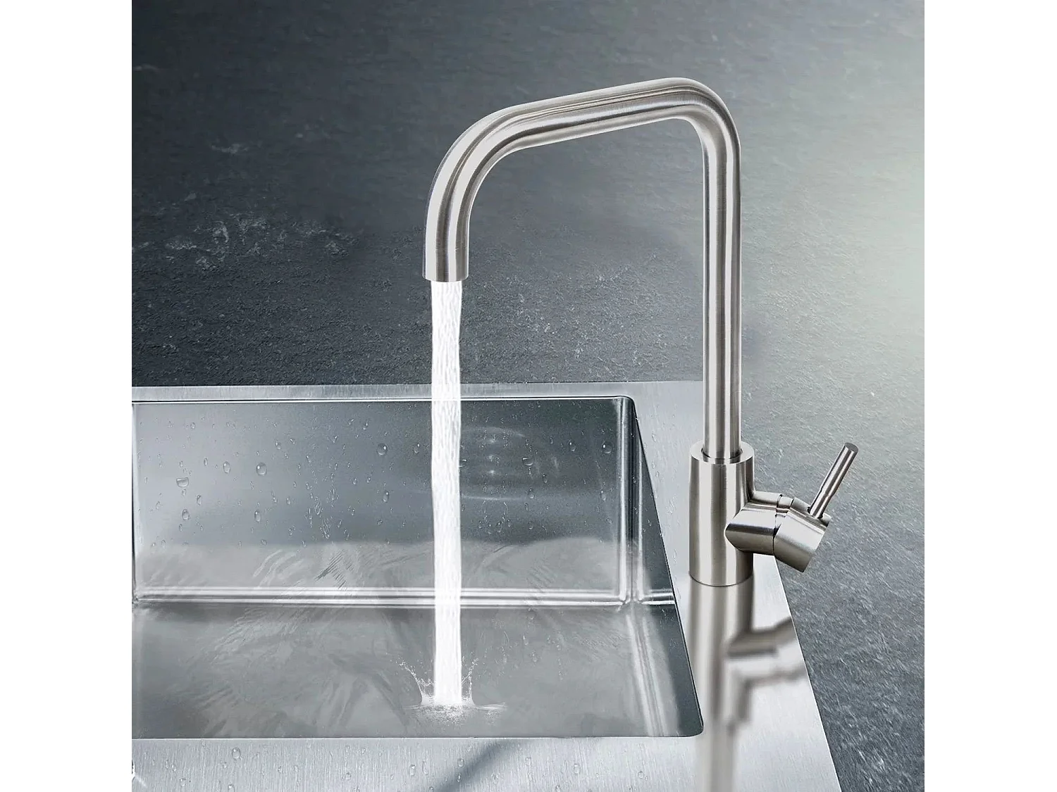 NETTLIFE Robinet de Cuisine mitigeur en Acier Inoxydable avec Poignée Unique, à Haute Pression, Robinet de Cuisine Pivotant à 360 °, Nickel