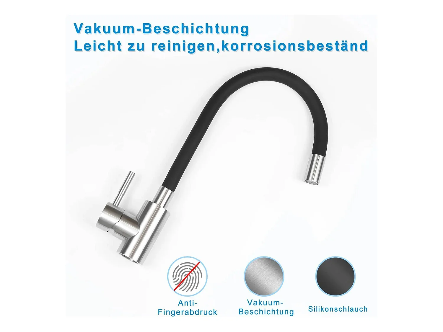 NETTLIFE Wasserhahn Küche Küchenarmatur Schwarz - Armatur Edelstahl Mischbatterie 360° Drehbar Schwenkbar Spültischarmatur Küchenwasserhahn mit Flexibler