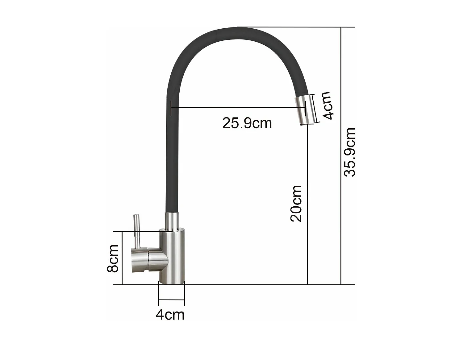 NETTLIFE Keukenkraan met unieke zwarte greep, 360° draaibare, flexibele en draaibare RVS mengkraan voor keukenwasbak