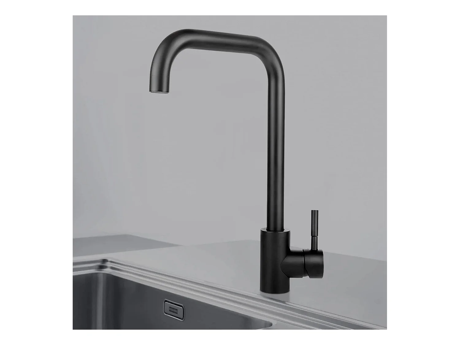 NETTLIFE Robinet de Cuisine mitigeur en Acier Inoxydable avec Poignée Unique, à Haute Pression, Robinet de Cuisine Pivotant à 360 °，Noir