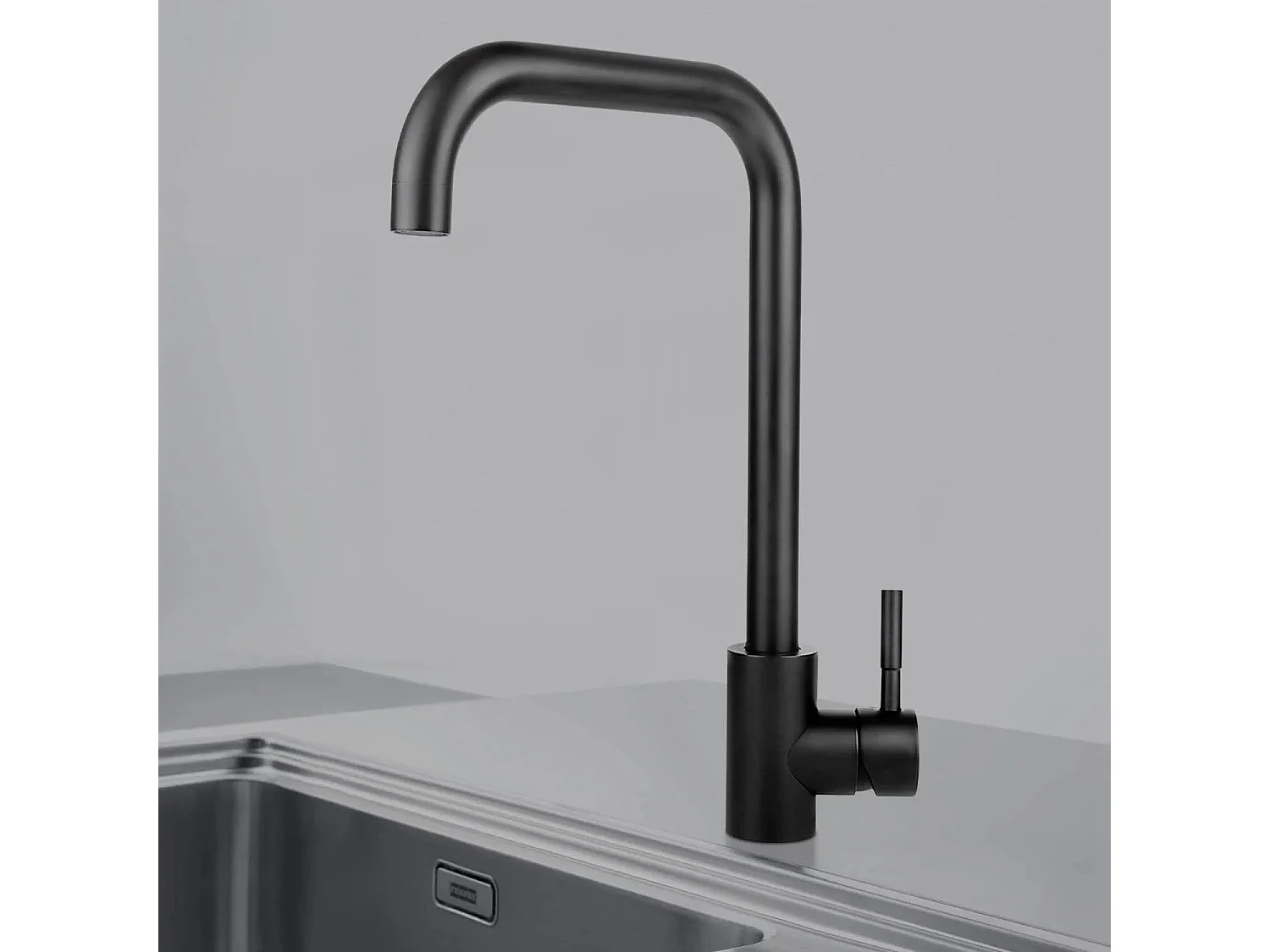 NETTLIFE Keukenkraan, 360° zwenkbare keukenkraan, enkellaags mengkraan met unieke handgreep, hoog druk, zwarte kleur, roestvrijstalen