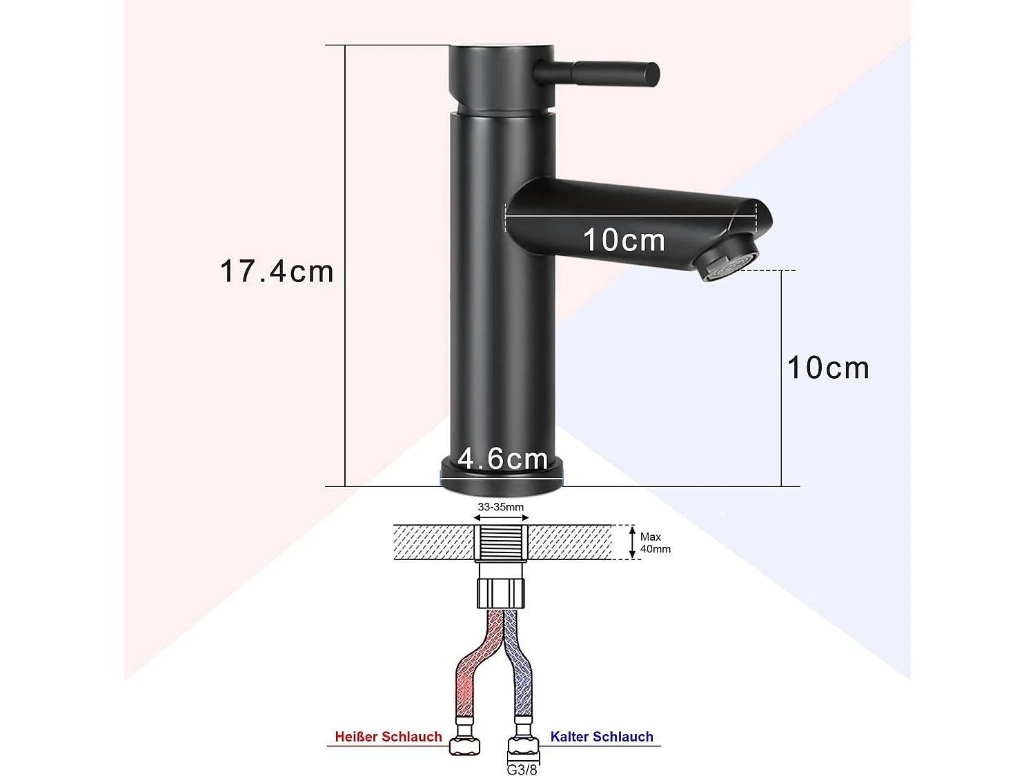 NETTLIFE robinet d'évier robinet chaud/froid robinet haute pression en acier inoxydable