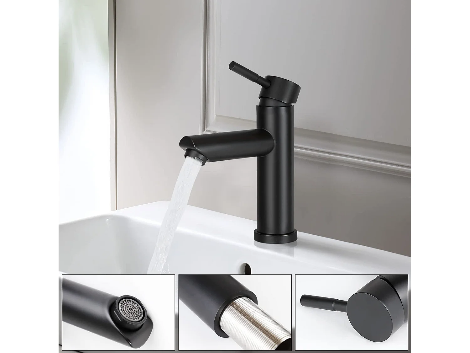 NETTLIFE robinet d'évier robinet chaud/froid robinet haute pression en acier inoxydable