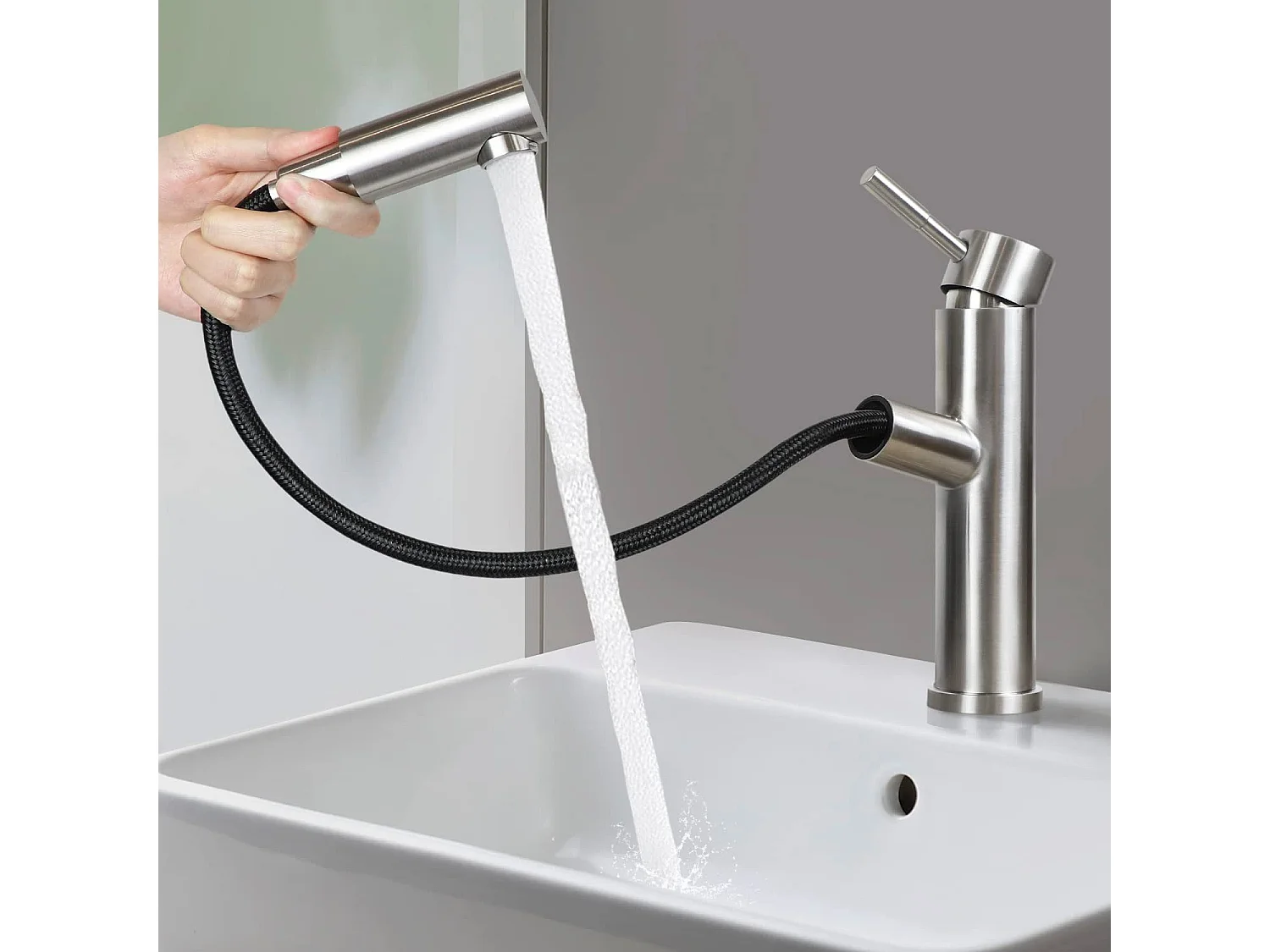 NETTLIFE Mezclador de lavabo Mezclador de agua fría de alta presión Grifo de baño