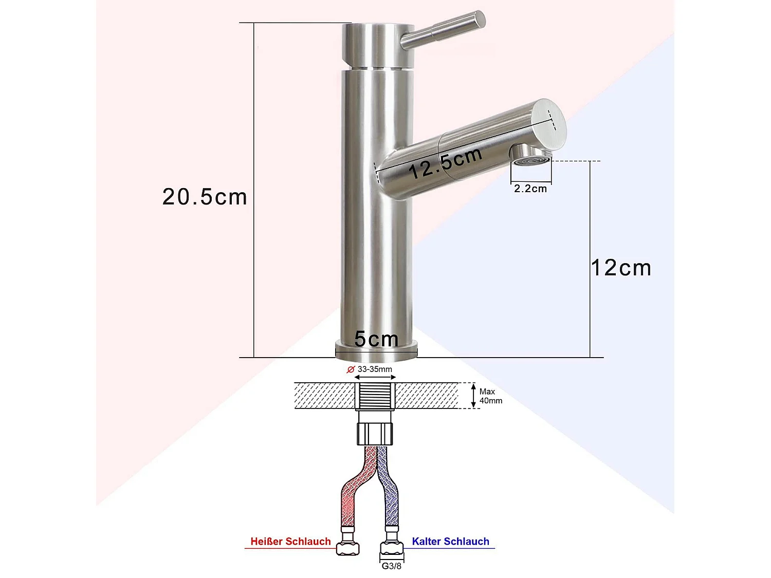 NETTLIFE Mezclador de lavabo Mezclador de agua fría de alta presión Grifo de baño