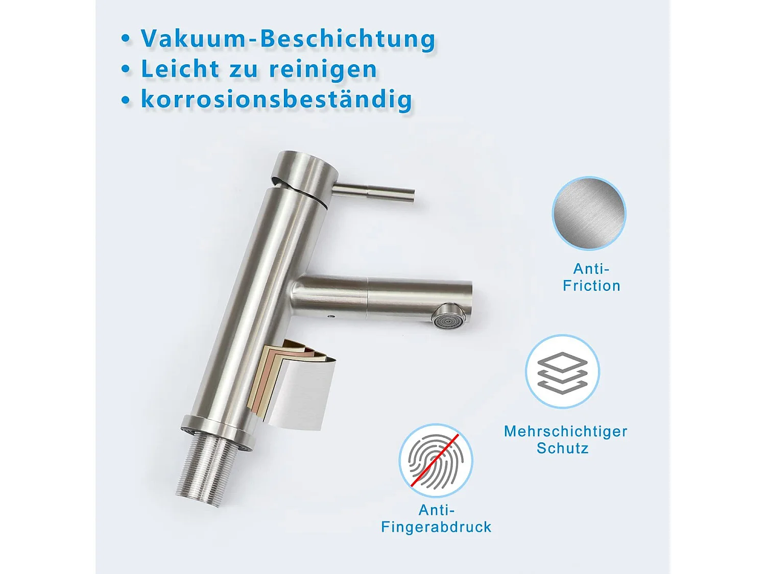 NETTLIFE Mezclador de lavabo Mezclador de agua fría de alta presión Grifo de baño