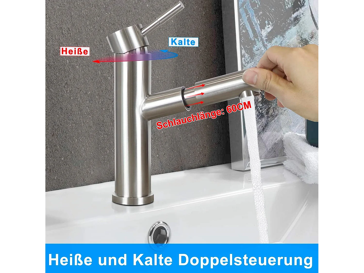 NETTLIFE Waschtischmischer Kaltwasser-Hochdruckmischer Badezimmerarmatur