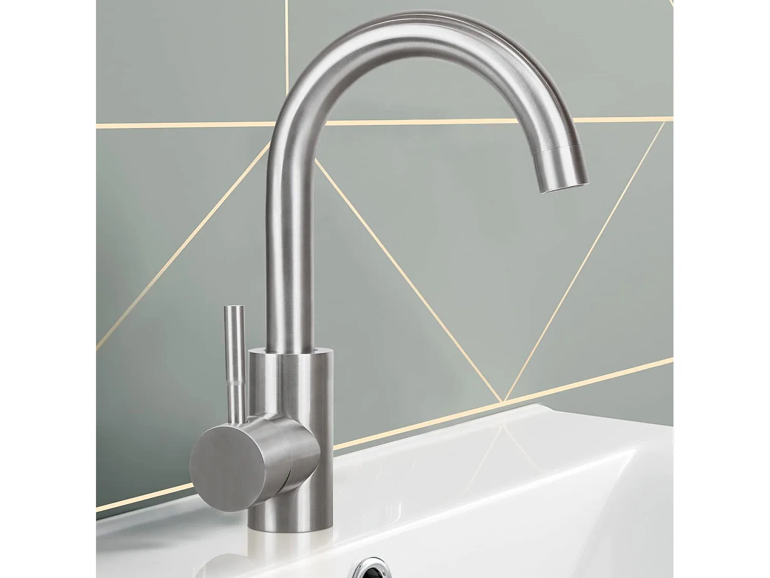 NETTLIFE Grifo de cocina Grifo de fregadero de baño Grifo de baño de acero inoxidable de alta presión