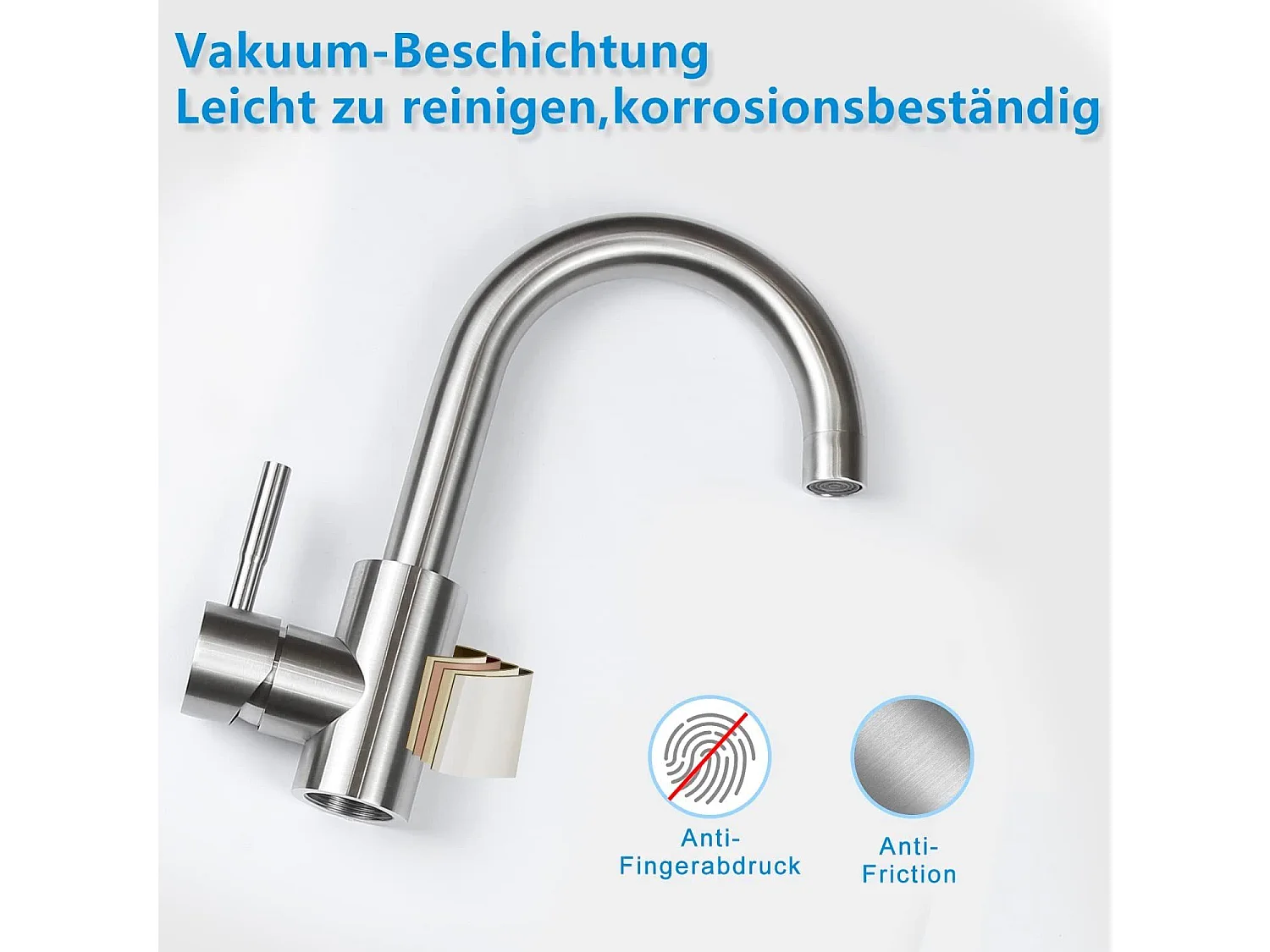 NETTLIFE Grifo de cocina Grifo de fregadero de baño Grifo de baño de acero inoxidable de alta presión