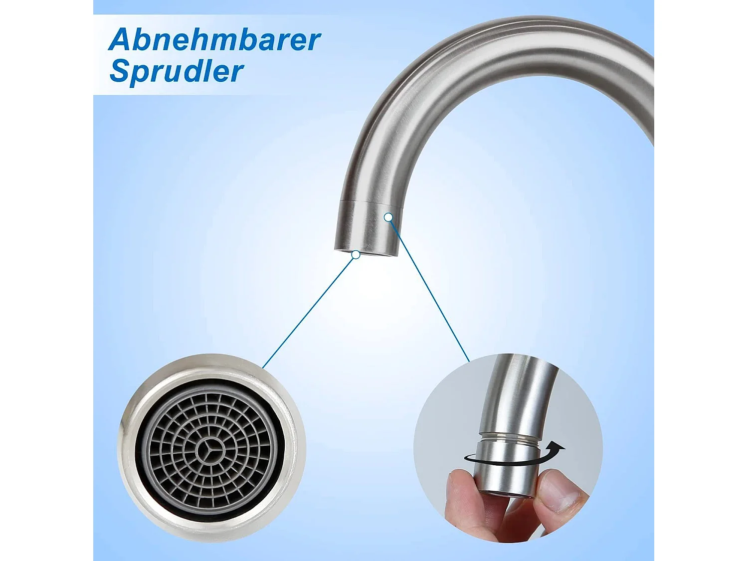 NETTLIFE Grifo de cocina Grifo de fregadero de baño Grifo de baño de acero inoxidable de alta presión