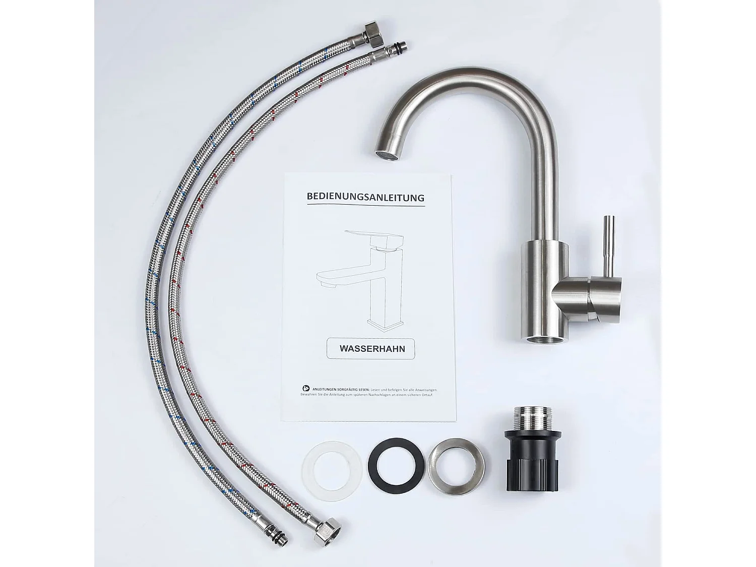 NETTLIFE robinet de cuisine robinet de lavabo de salle de bains robinet de salle de bains en acier inoxydable haute pression