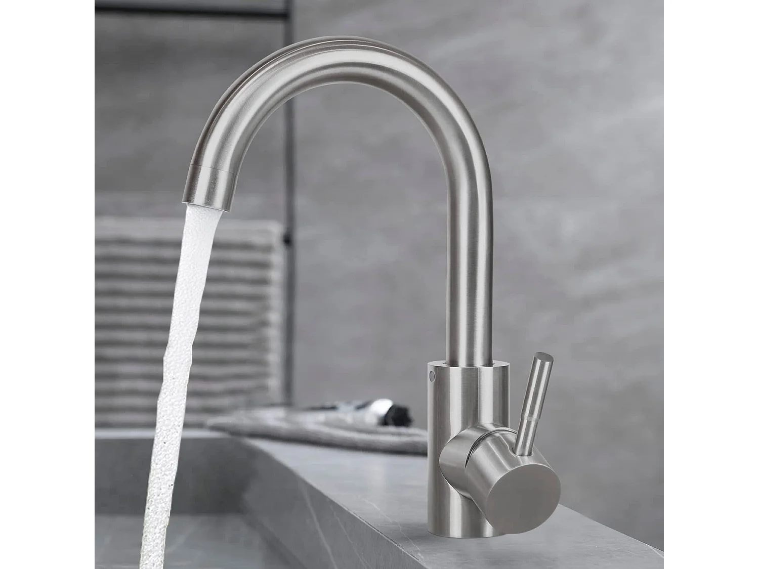 NETTLIFE robinet de cuisine robinet de lavabo de salle de bains robinet de salle de bains en acier inoxydable haute pression