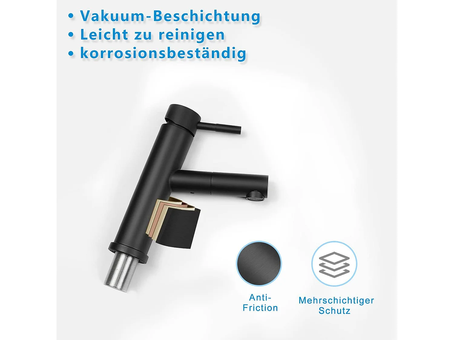 NETTLIFE Wasserhahn Bad Waschtischarmatur Waschbecken - Schwarz Armatur mit Herausziehbar Brause Mischbatterie Ausziehbar Kalt- und Warmwasserhahn