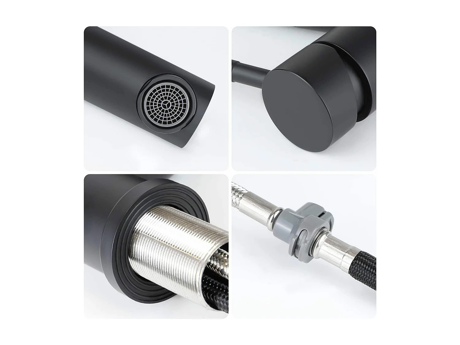 NETTLIFE Wasserhahn Bad Waschtischarmatur Waschbecken - Schwarz Armatur mit Herausziehbar Brause Mischbatterie Ausziehbar Kalt- und Warmwasserhahn