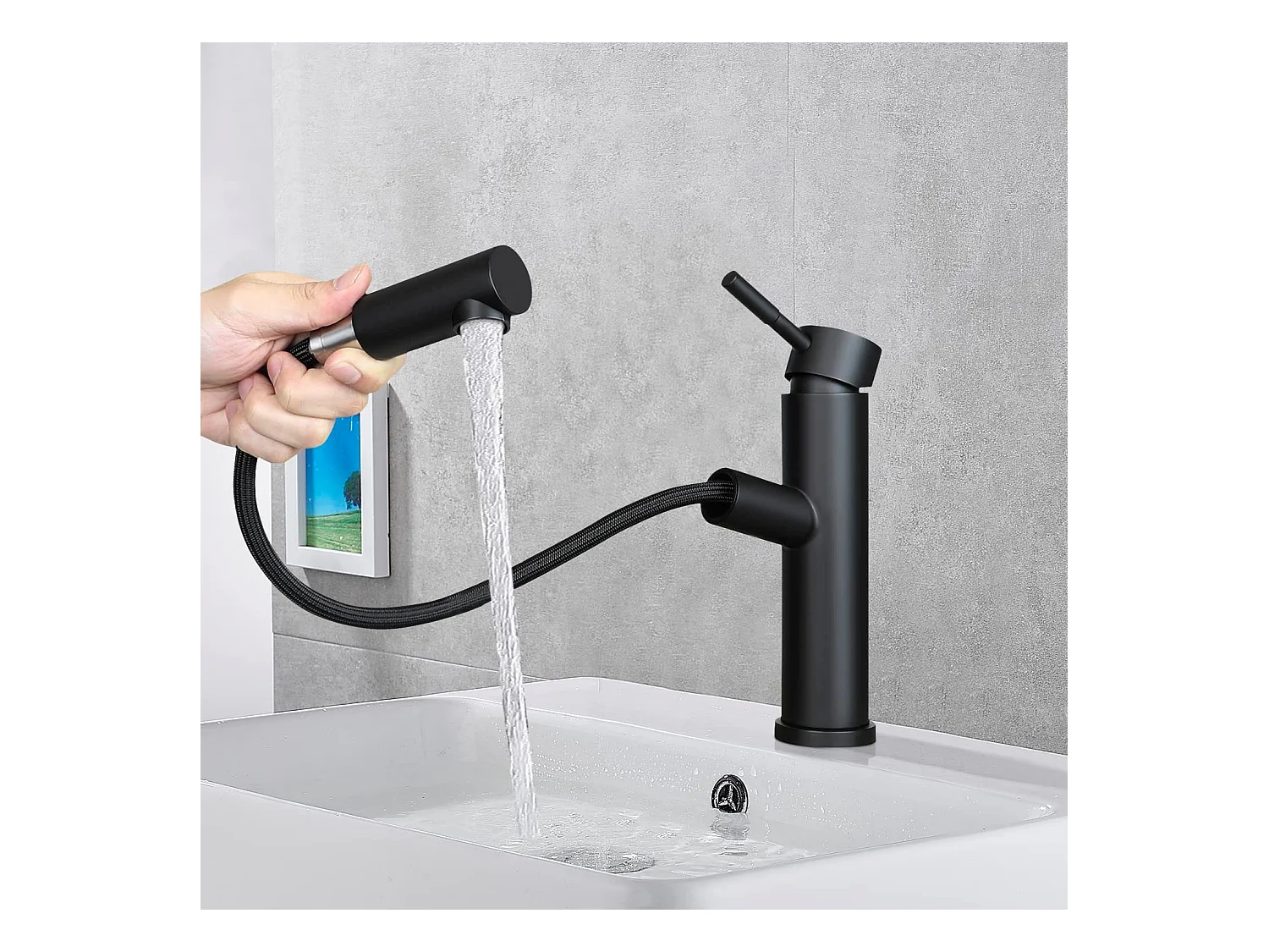 NETTLIFE mitigeur de lavabo mitigeur d'eau froide haute pression robinet de salle de bain