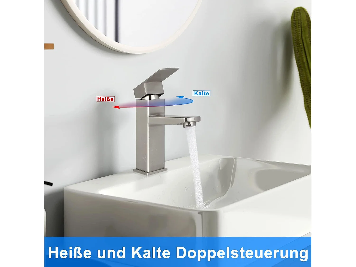 NETTLIFE Grifo de fregadero Grifo de agua caliente / fría Grifo de alta presión de acero inoxidable