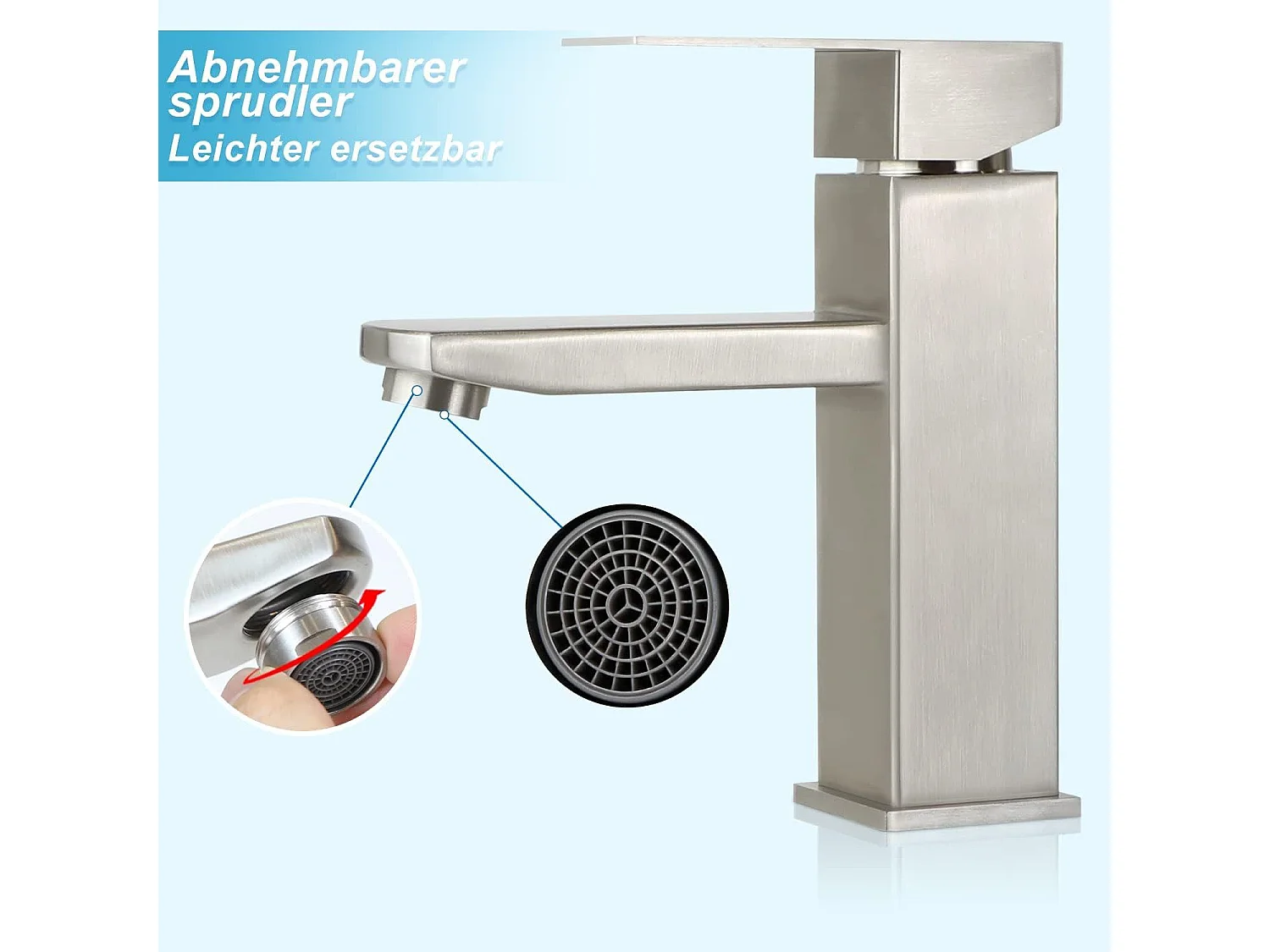 NETTLIFE Grifo de fregadero Grifo de agua caliente / fría Grifo de alta presión de acero inoxidable