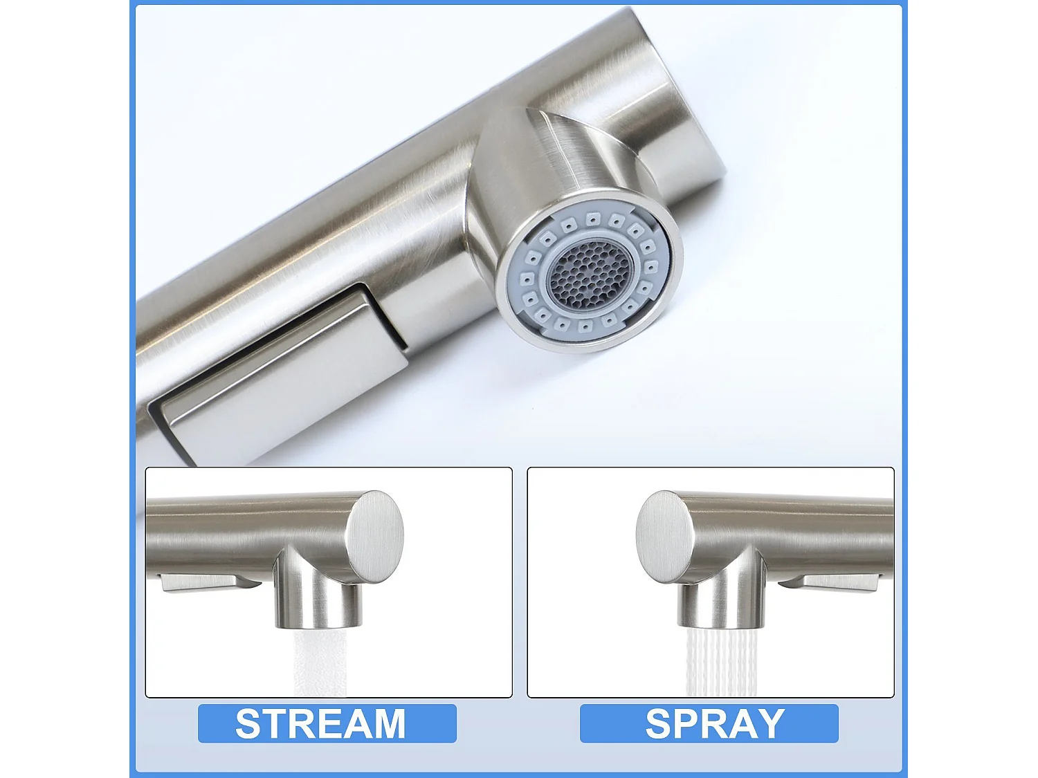 NETTLIFE Bateria umywalkowa Wysuwana bateria umywalkowa Obrotowa 360° Stal nierdzewna z 2 rodzajami strumienia