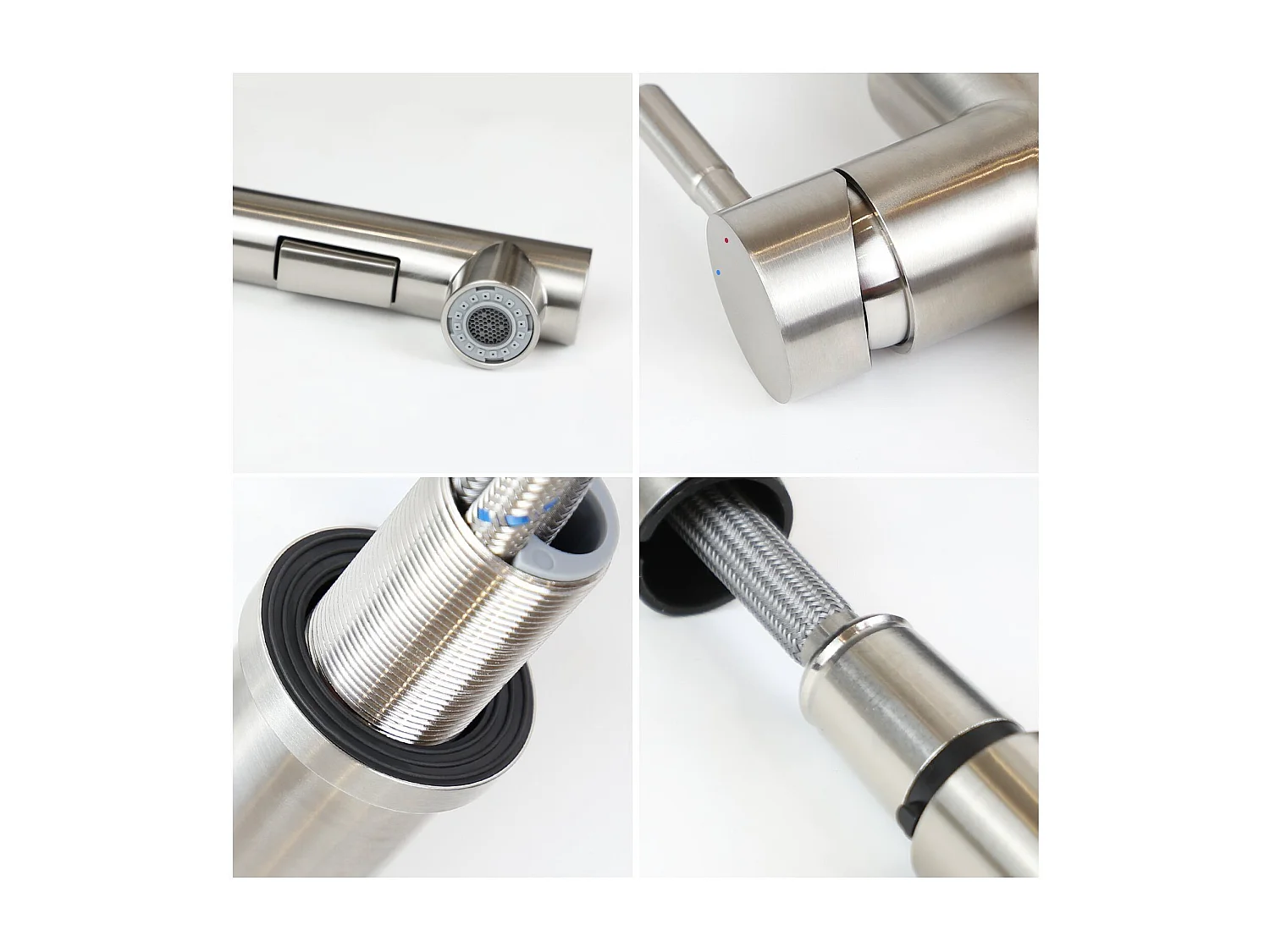 NETTLIFE Bateria umywalkowa Wysuwana bateria umywalkowa Obrotowa 360° Stal nierdzewna z 2 rodzajami strumienia