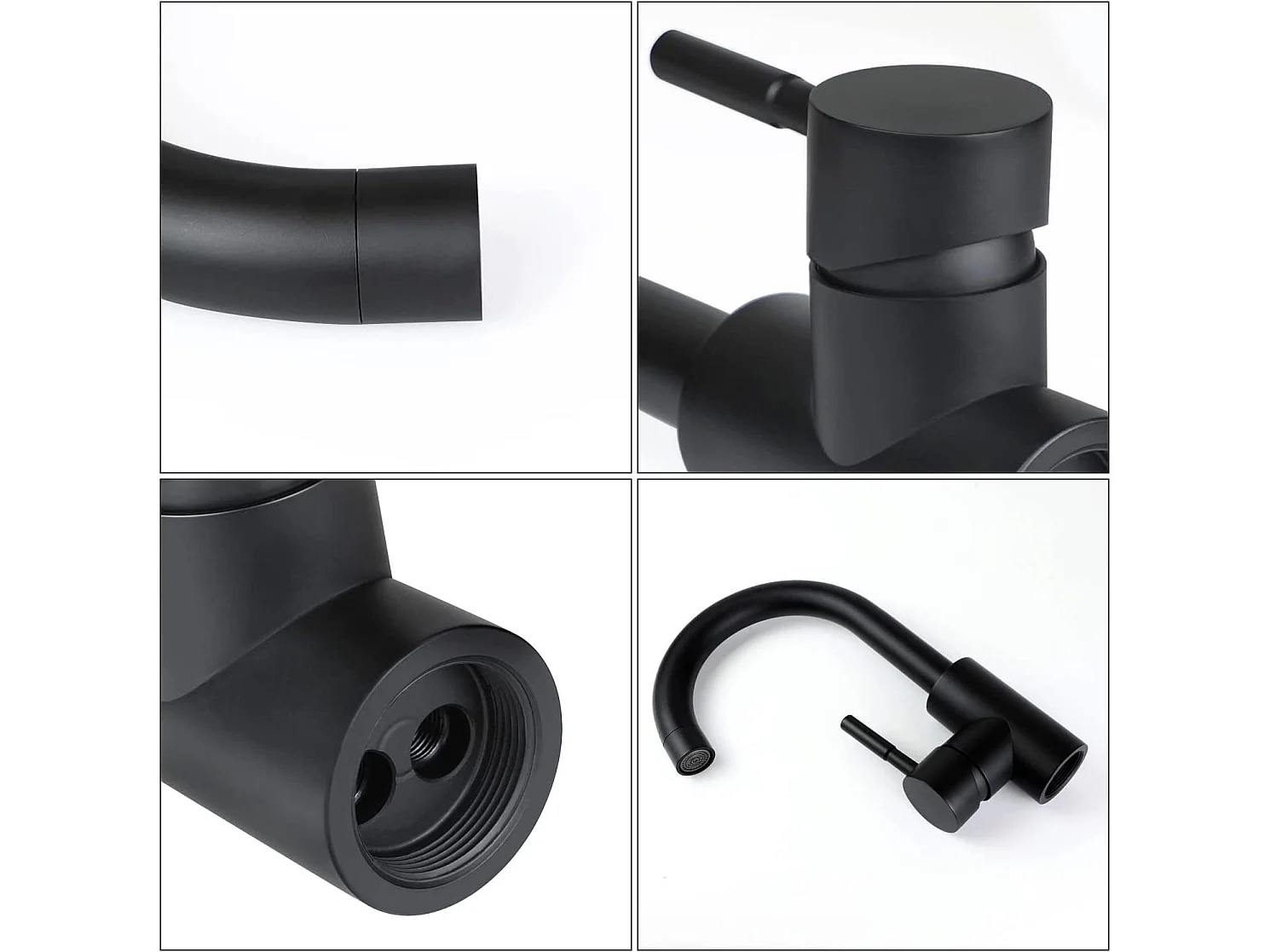 NETTLIFE Wasserhahn Bad Waschtischarmatur Waschbecken - Armatur Schwarz Warm- und Kaltwasserhahn 360° Drehbar Hochdruck Edelstahl