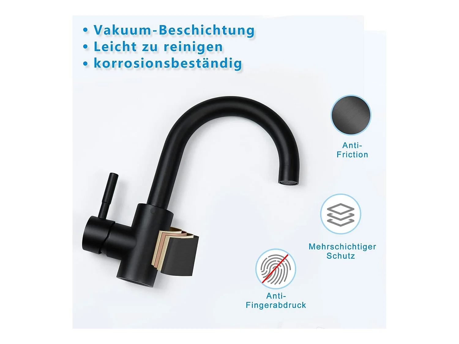 NETTLIFE robinet de cuisine robinet de lavabo de salle de bains robinet de salle de bains en acier inoxydable haute pression