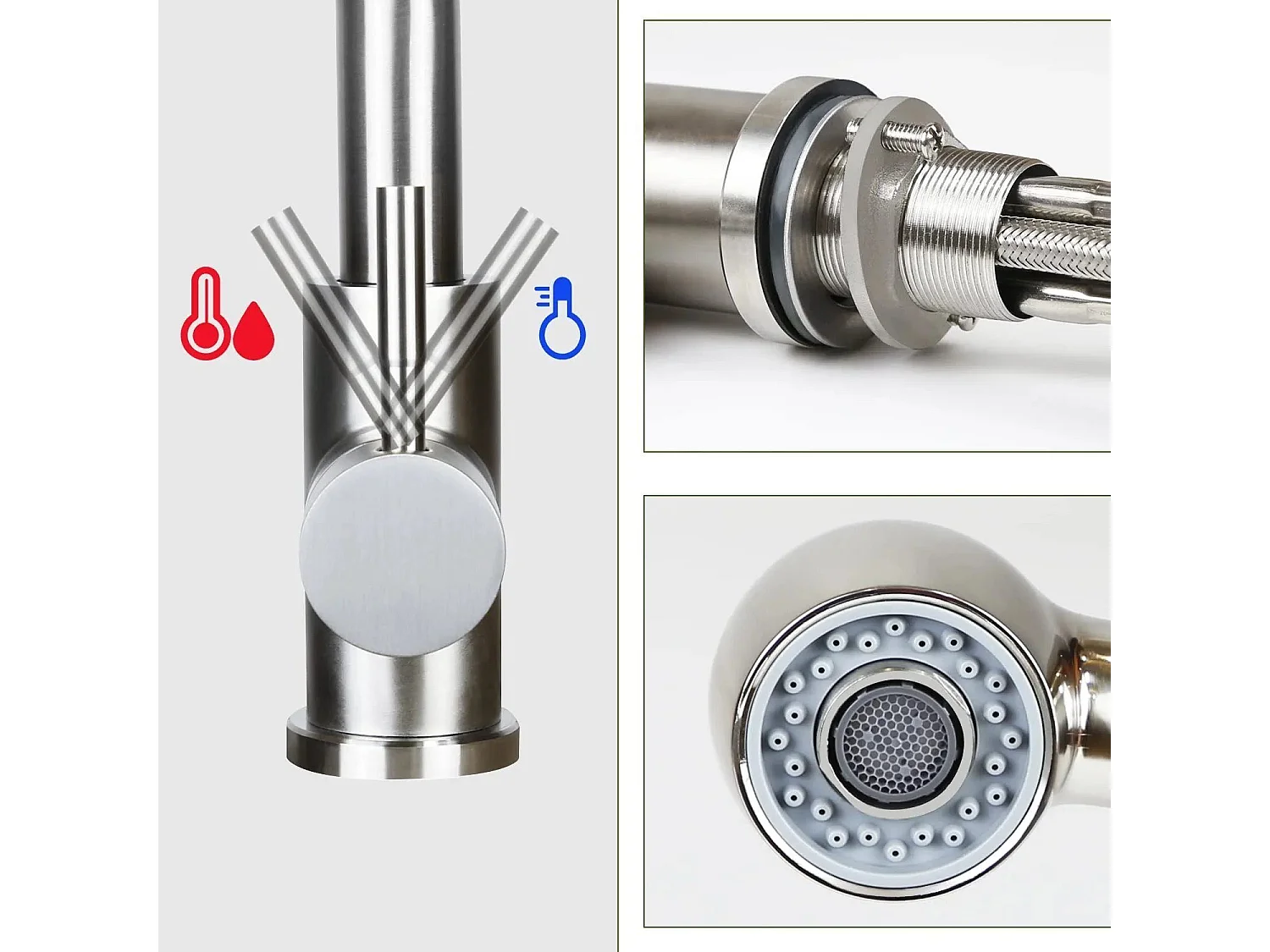 NETTLIFE Keukenkraan hoge druk uittrekbaar keuken 360° draaibare gootsteen kraan