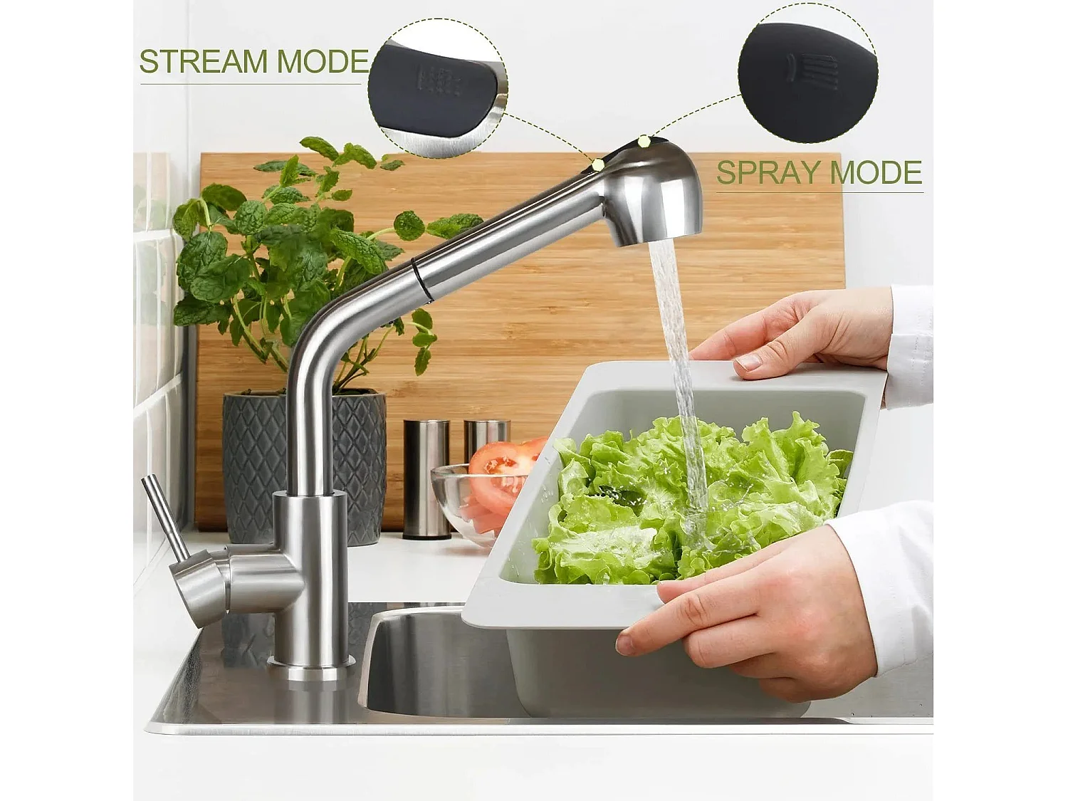 NETTLIFE Keukenkraan hoge druk uittrekbaar keuken 360° draaibare gootsteen kraan