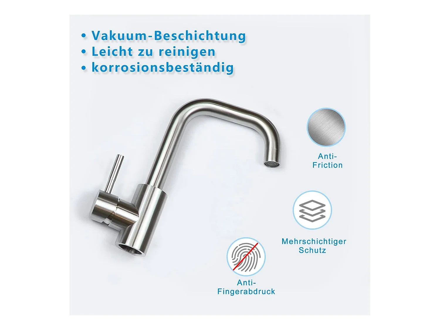 NETTLIFE Küchenarmatur Bad Waschtischarmatur Badarmatur aus Edelstahl Hochdruck