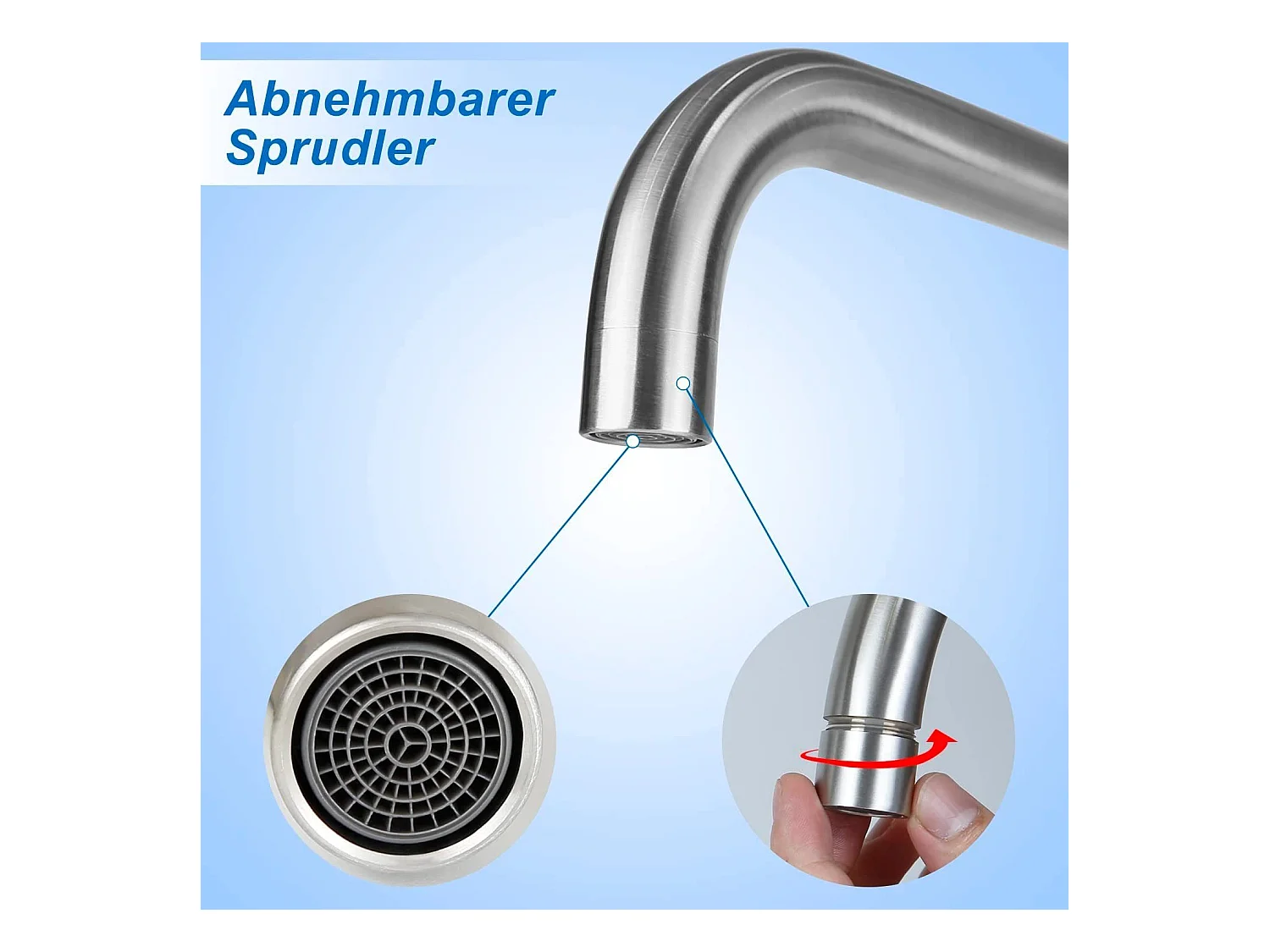 NETTLIFE Küchenarmatur Bad Waschtischarmatur Badarmatur aus Edelstahl Hochdruck
