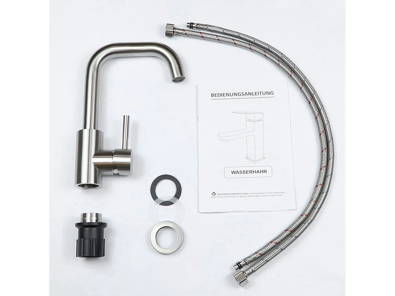 NETTLIFE Küchenarmatur Bad Waschtischarmatur Badarmatur aus Edelstahl Hochdruck