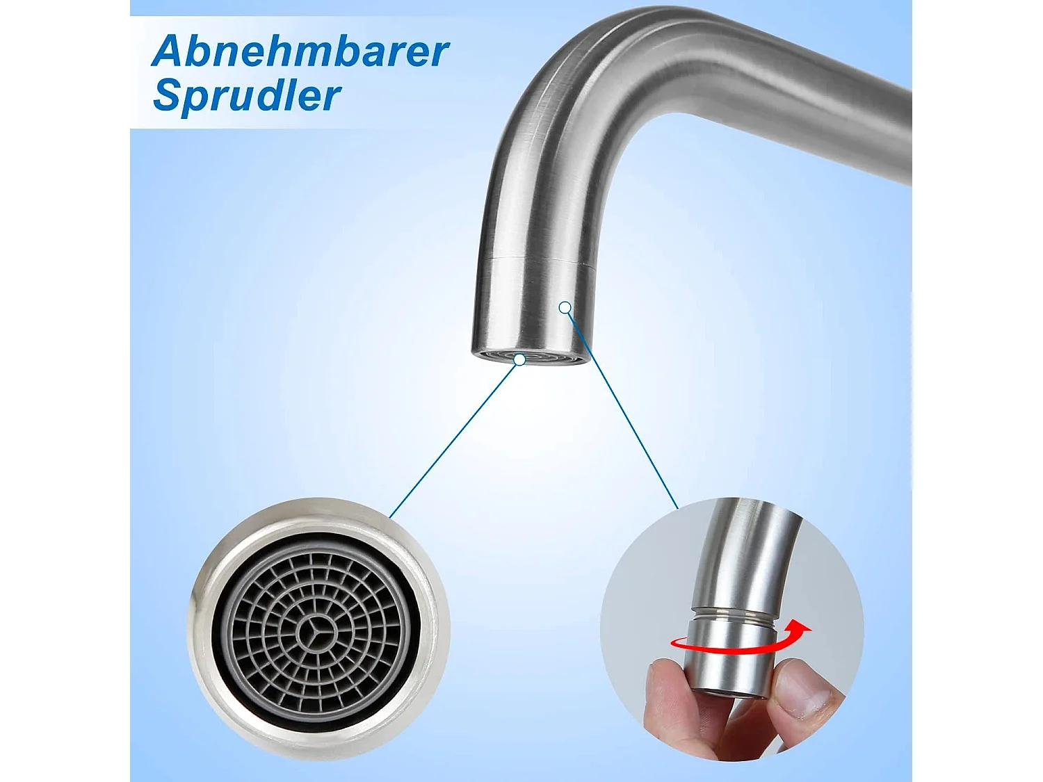 NETTLIFE Küchenarmatur Bad Waschtischarmatur Badarmatur aus Edelstahl Hochdruck