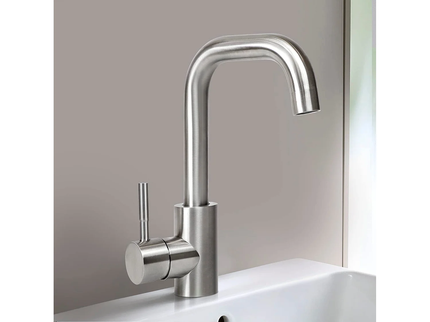 NETTLIFE robinet de cuisine robinet de lavabo de salle de bains robinet de salle de bains en acier inoxydable haute pression