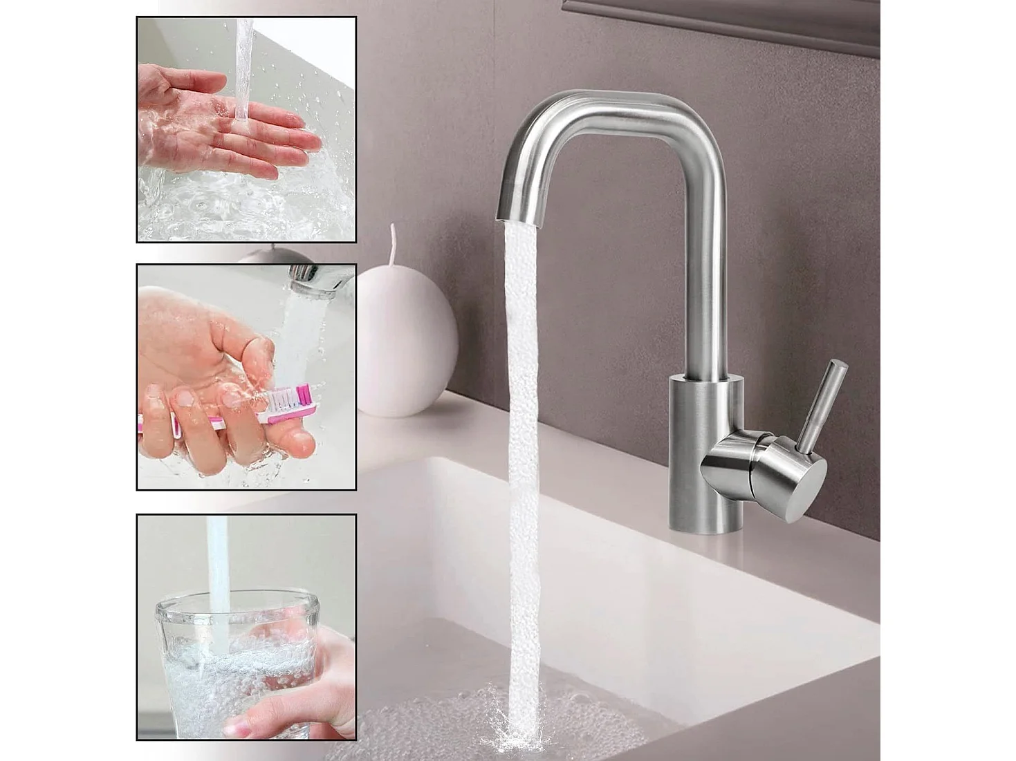 NETTLIFE Keukenkraan Badkamer wastafel kraan Badkamer kraan hoogwaardige roestvrijstalen hoge druk