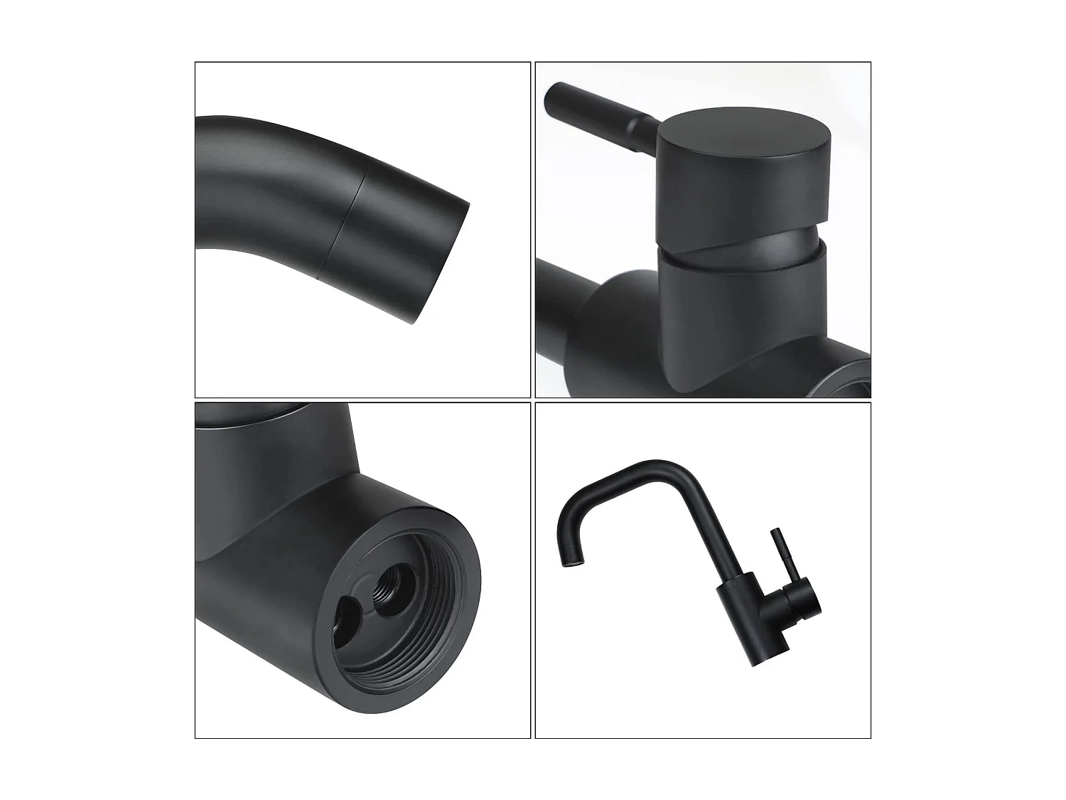 NETTLIFE Wasserhahn Bad Waschtischarmatur Waschbecken Schwarz Matt - Armatur 360°Drehbar Kalt- Warmwasserhahn Hochdruck Mischbatterie