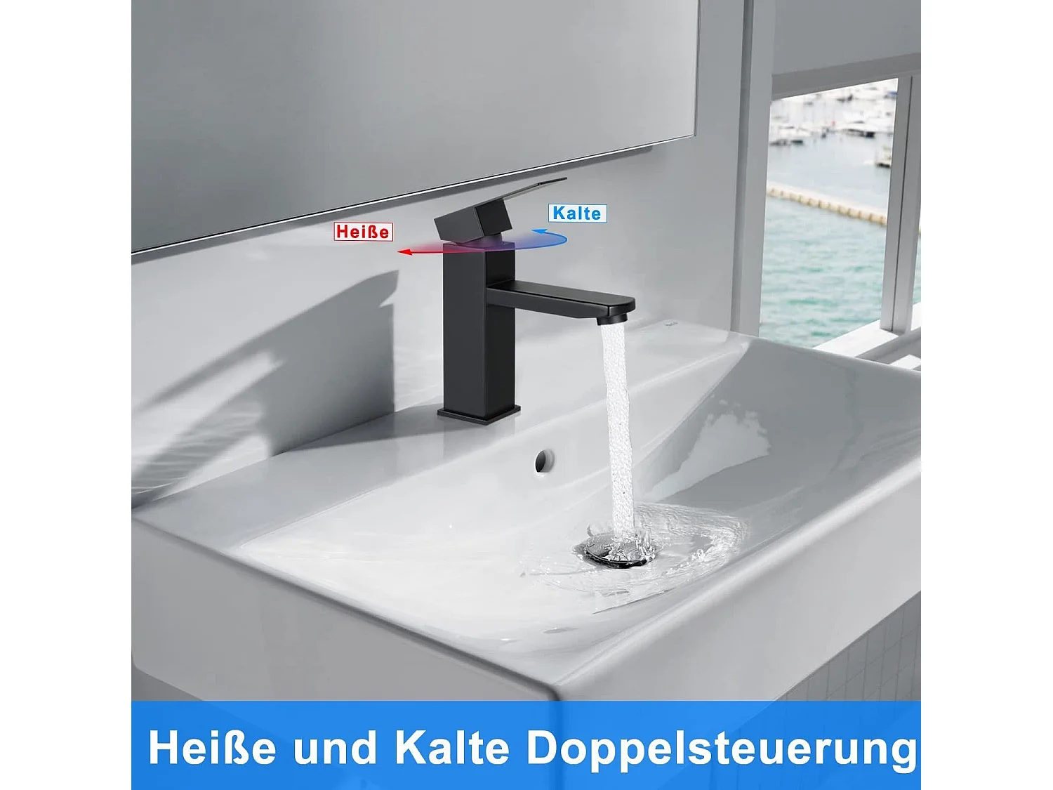 NETTLIFE Grifo de fregadero Grifo de agua caliente / fría Grifo de alta presión de acero inoxidable