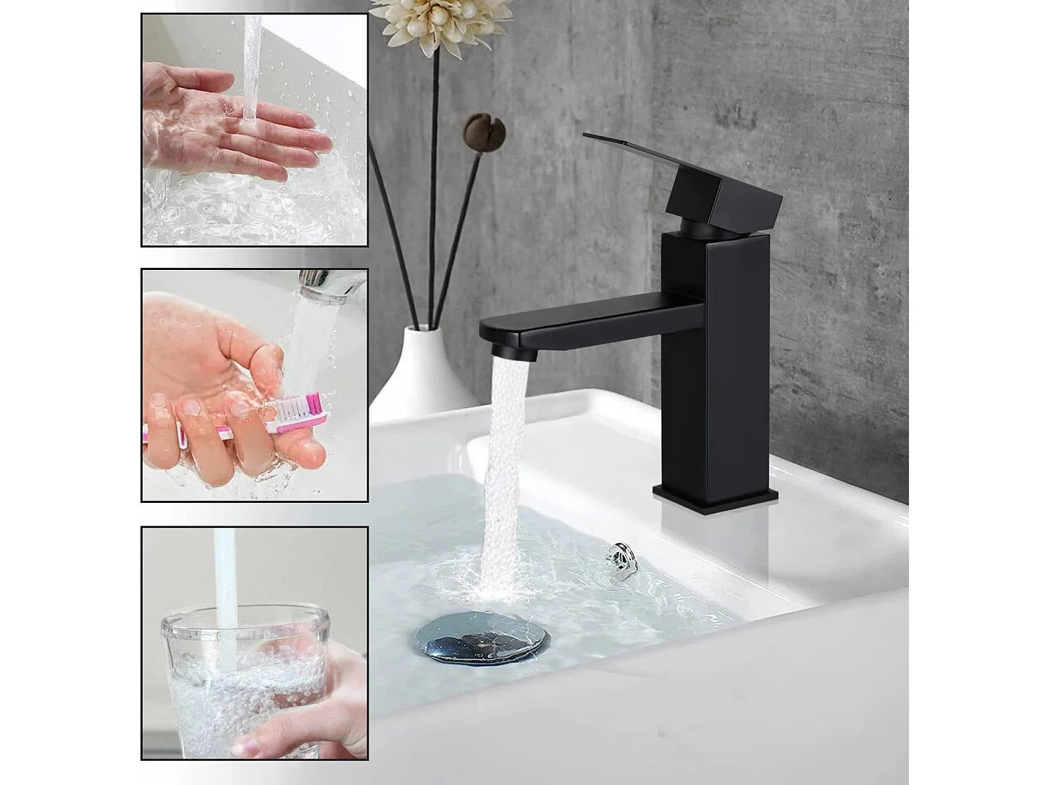 NETTLIFE Grifo de fregadero Grifo de agua caliente / fría Grifo de alta presión de acero inoxidable