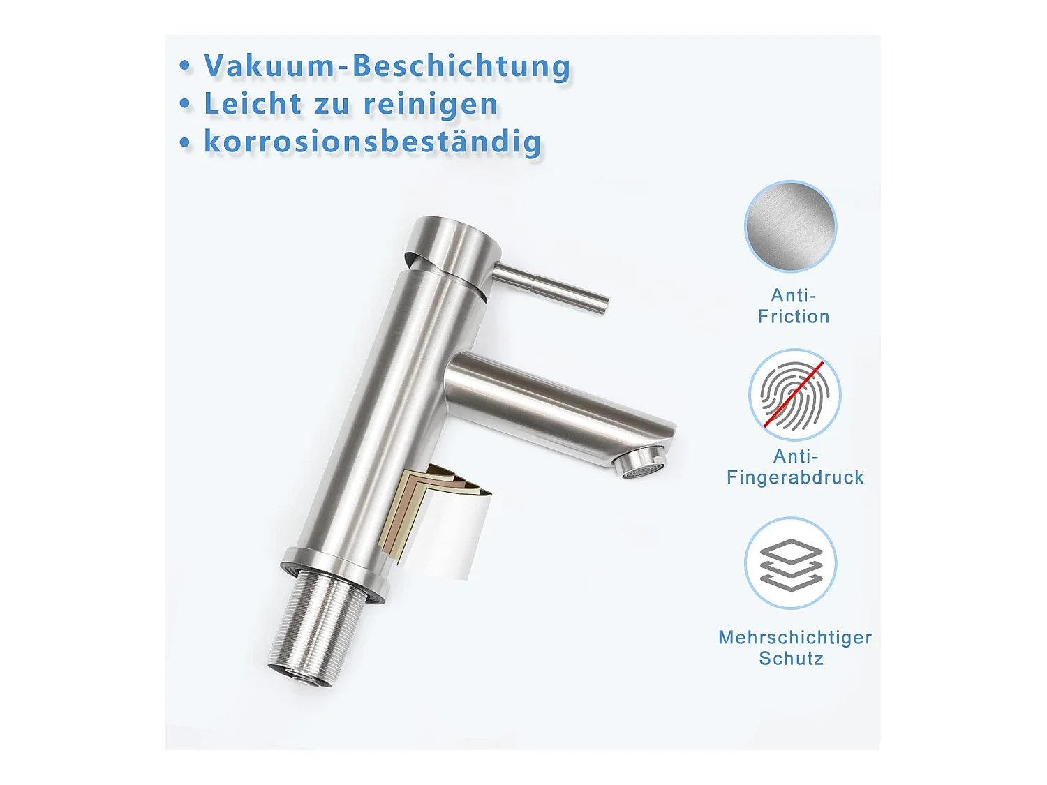 NETTLIFE Wasserhahn Bad Waschtischarmatur Waschbecken - Armatur Edelstahl Gebürstet Mischbatterie Waschbeckenarmatur Hochdruck Warm