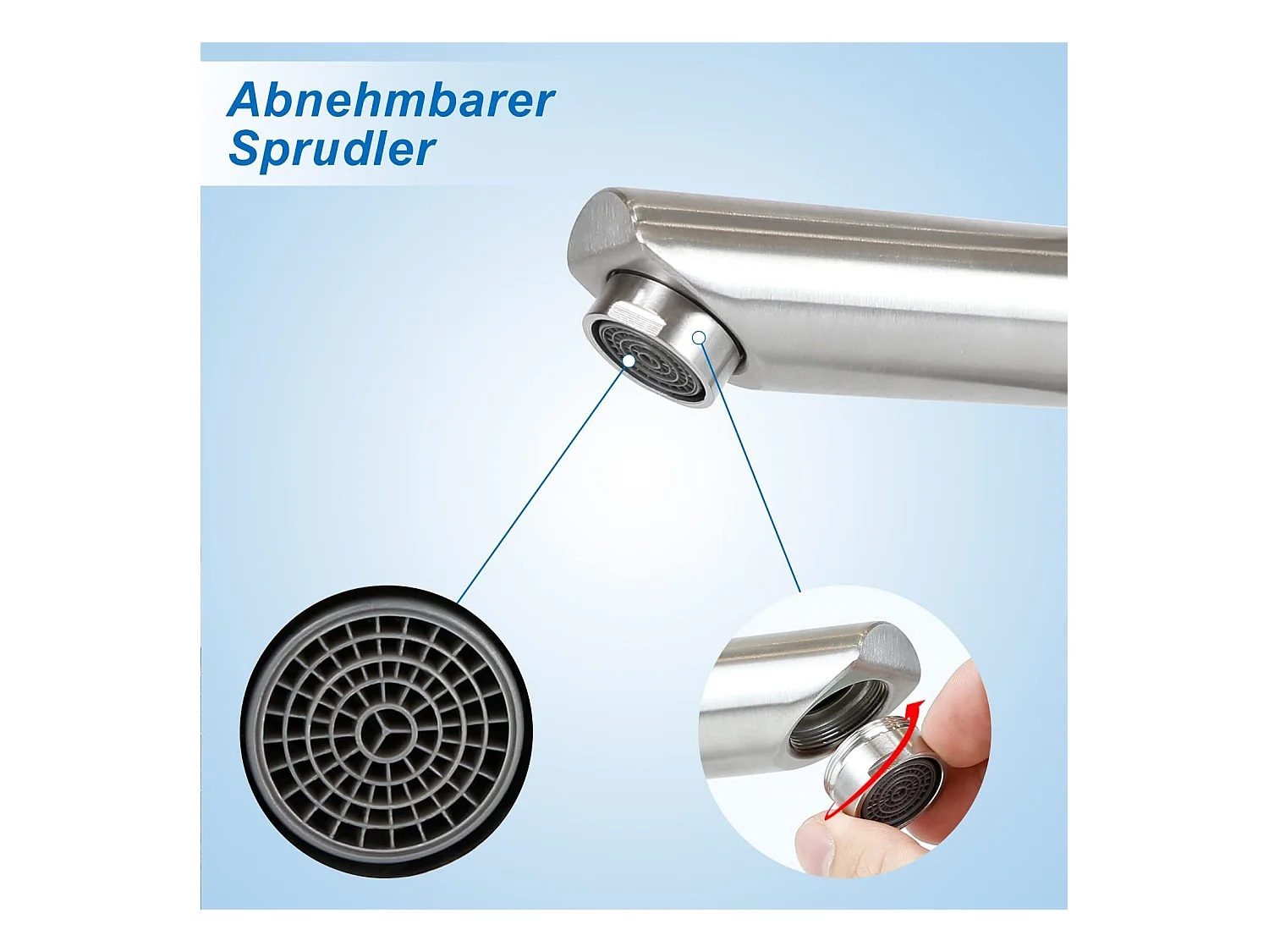 NETTLIFE Wasserhahn Bad Waschtischarmatur Waschbecken - Armatur Edelstahl Gebürstet Mischbatterie Waschbeckenarmatur Hochdruck Warm