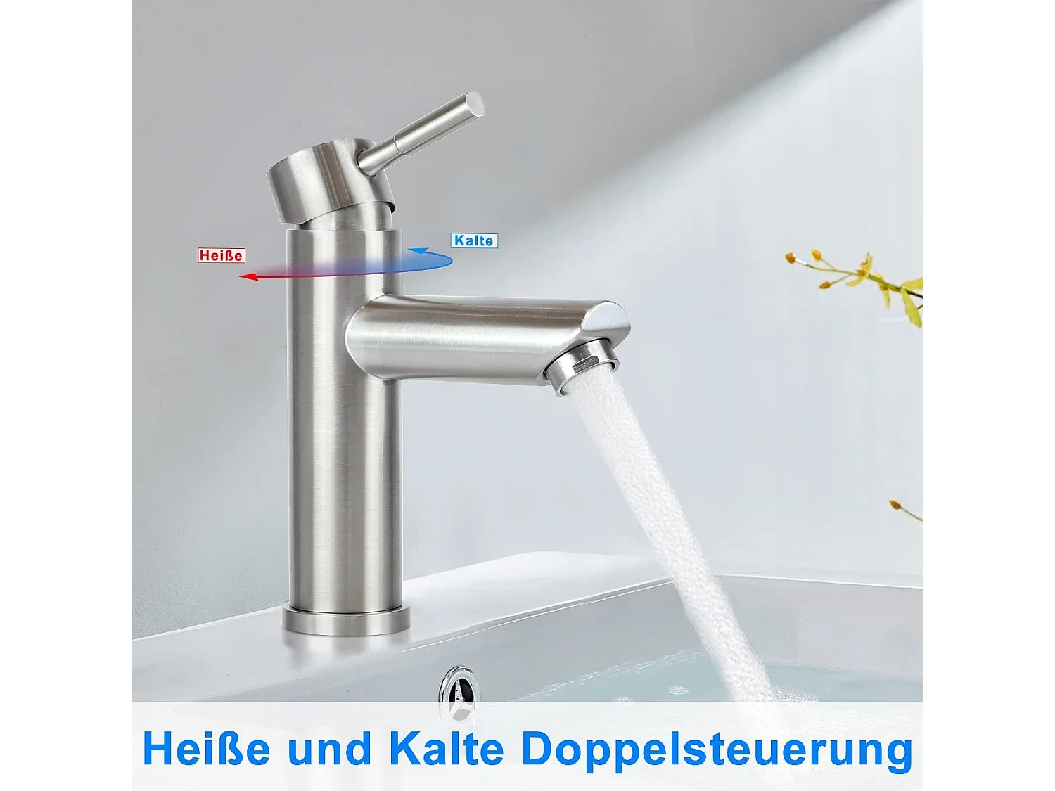 NETTLIFE Wasserhahn Bad Waschtischarmatur Waschbecken - Armatur Edelstahl Gebürstet Mischbatterie Waschbeckenarmatur Hochdruck Warm