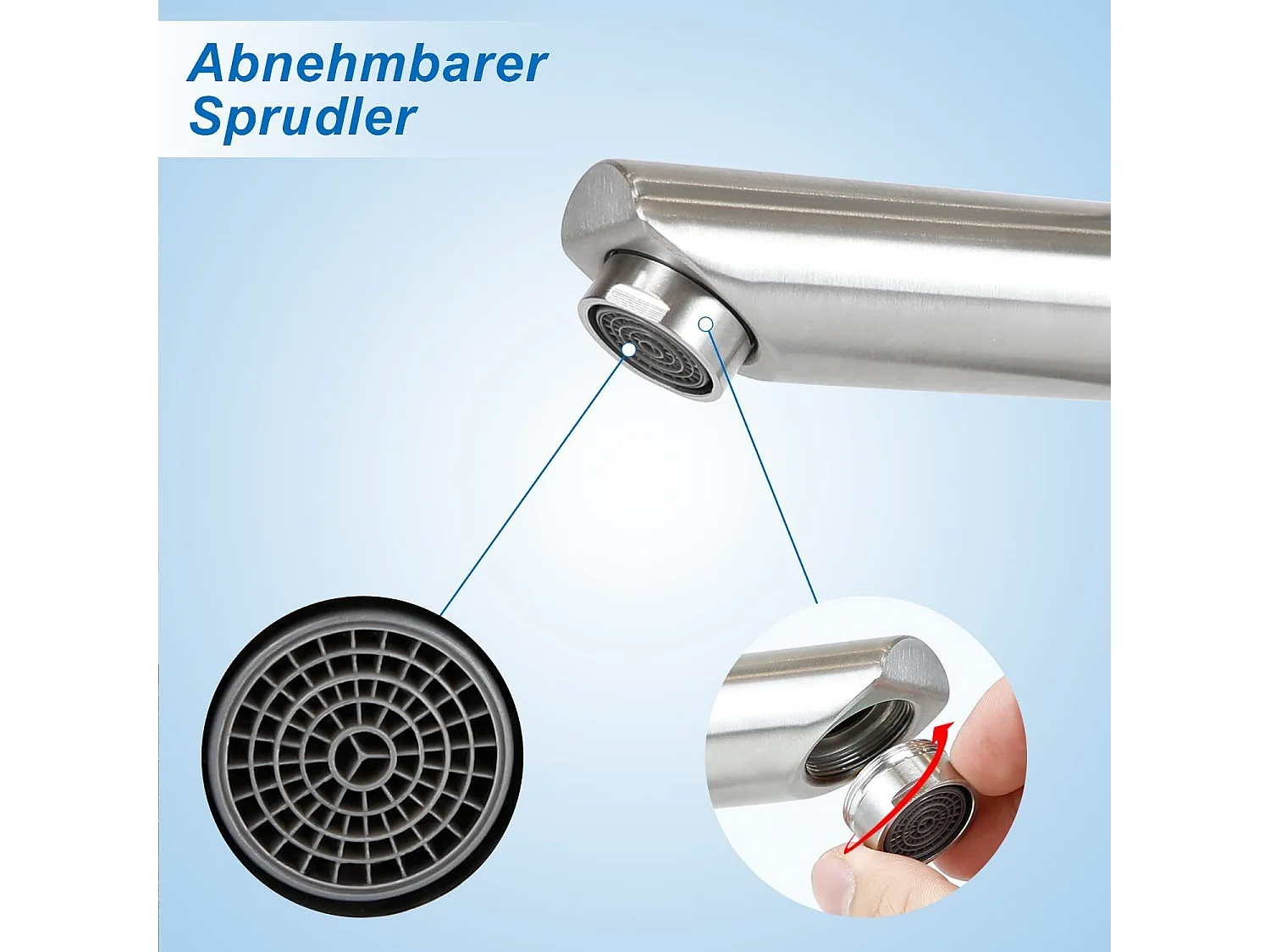 NETTLIFE Wasserhahn Bad Waschtischarmatur Waschbecken - Armatur Edelstahl Gebürstet Mischbatterie Waschbeckenarmatur Hochdruck Warm