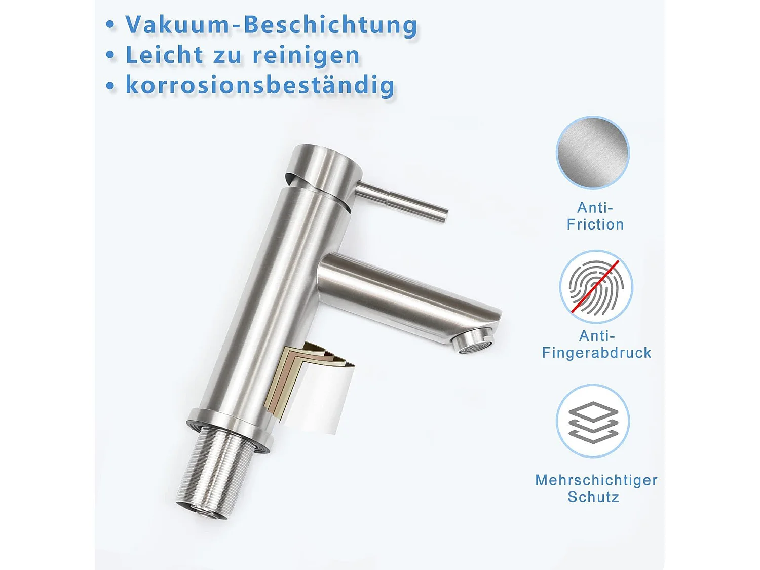 NETTLIFE Wasserhahn Bad Waschtischarmatur Waschbecken - Armatur Edelstahl Gebürstet Mischbatterie Waschbeckenarmatur Hochdruck Warm