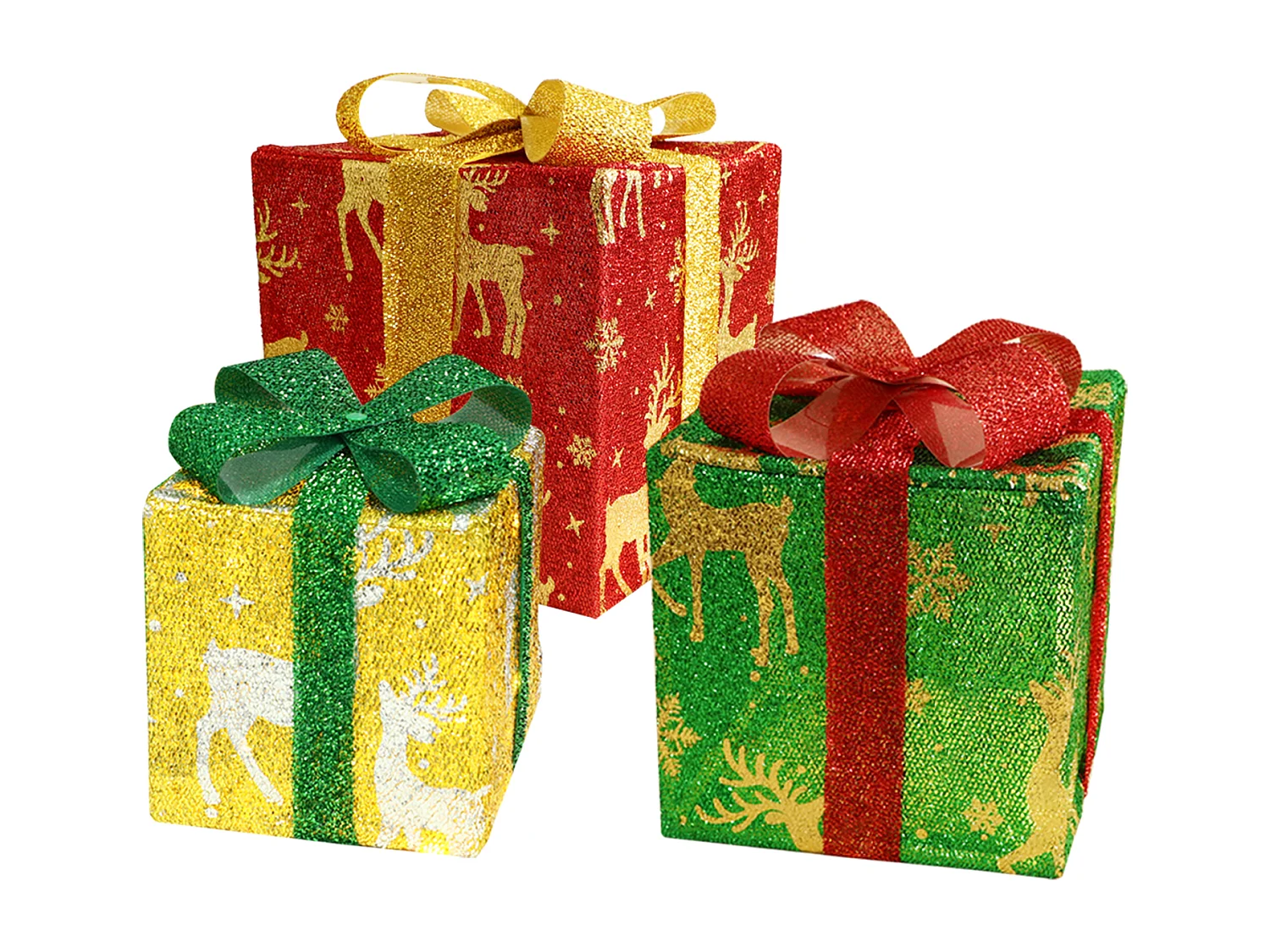 NETTLIFE Coffret cadeau LED décoration de Noël lot de 3 boîtes de Noël avec télécommande à l'intérieur batterie d'éclairage 50 LED