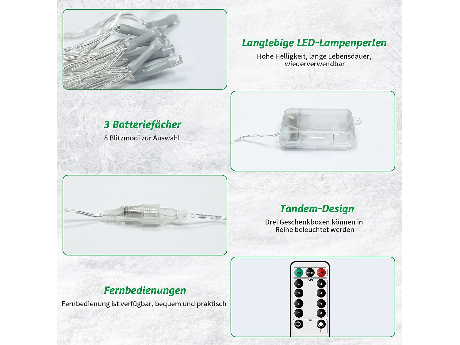 NETTLIFE Geschenkset kerst LED decoratie: set van 3 kerstdozen binnen met afstandsbediening verlichte poinsettia batterij 50 LED