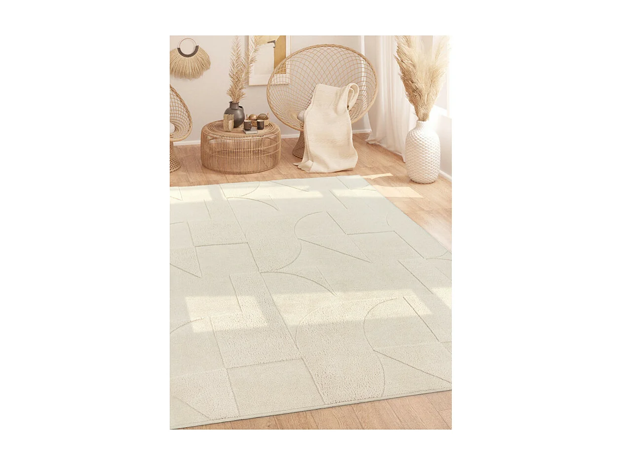 Tapis lavable abstrait crème - ROME 72 Crème 80*300