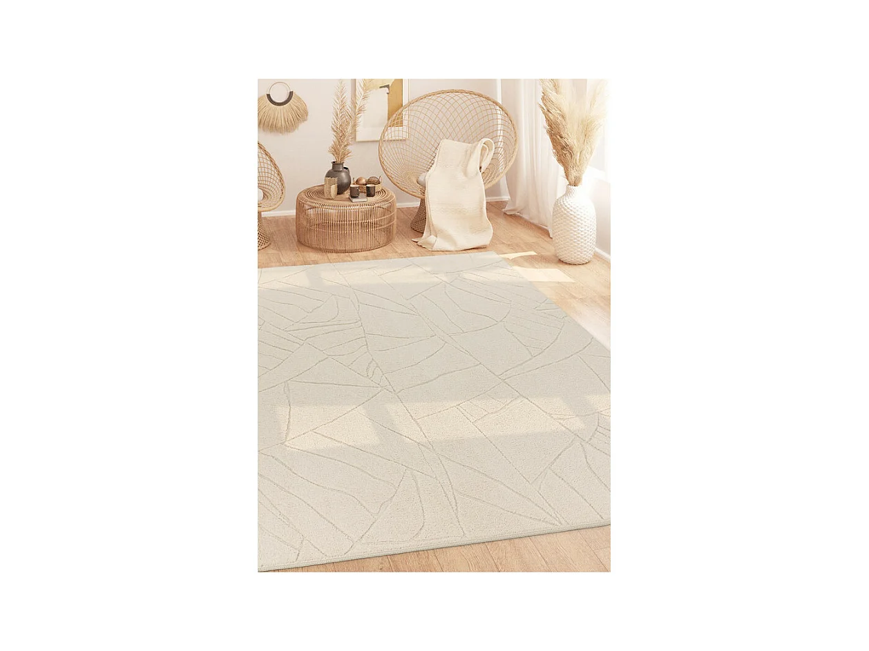 Tapis lavable abstrait crème - Rome 74 Crème 120*160