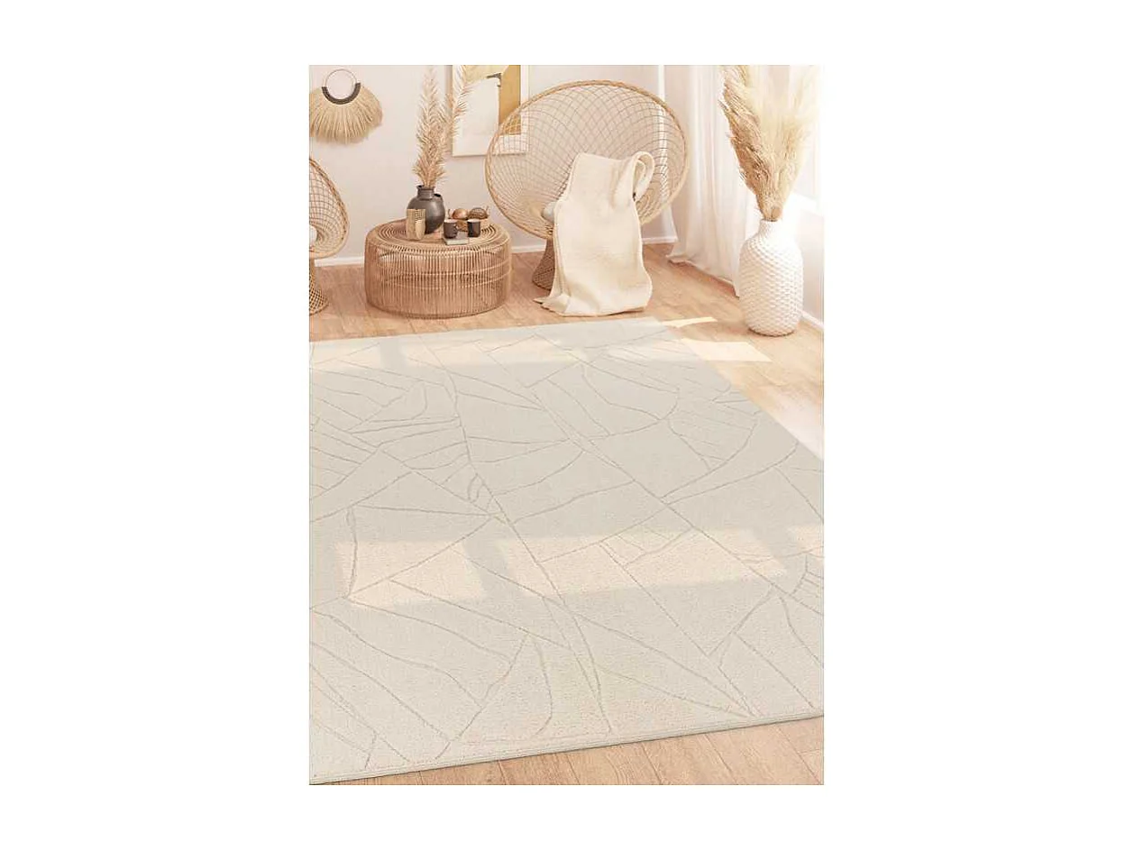 Tapis lavable abstrait crème - Rome 74 Crème 80*150