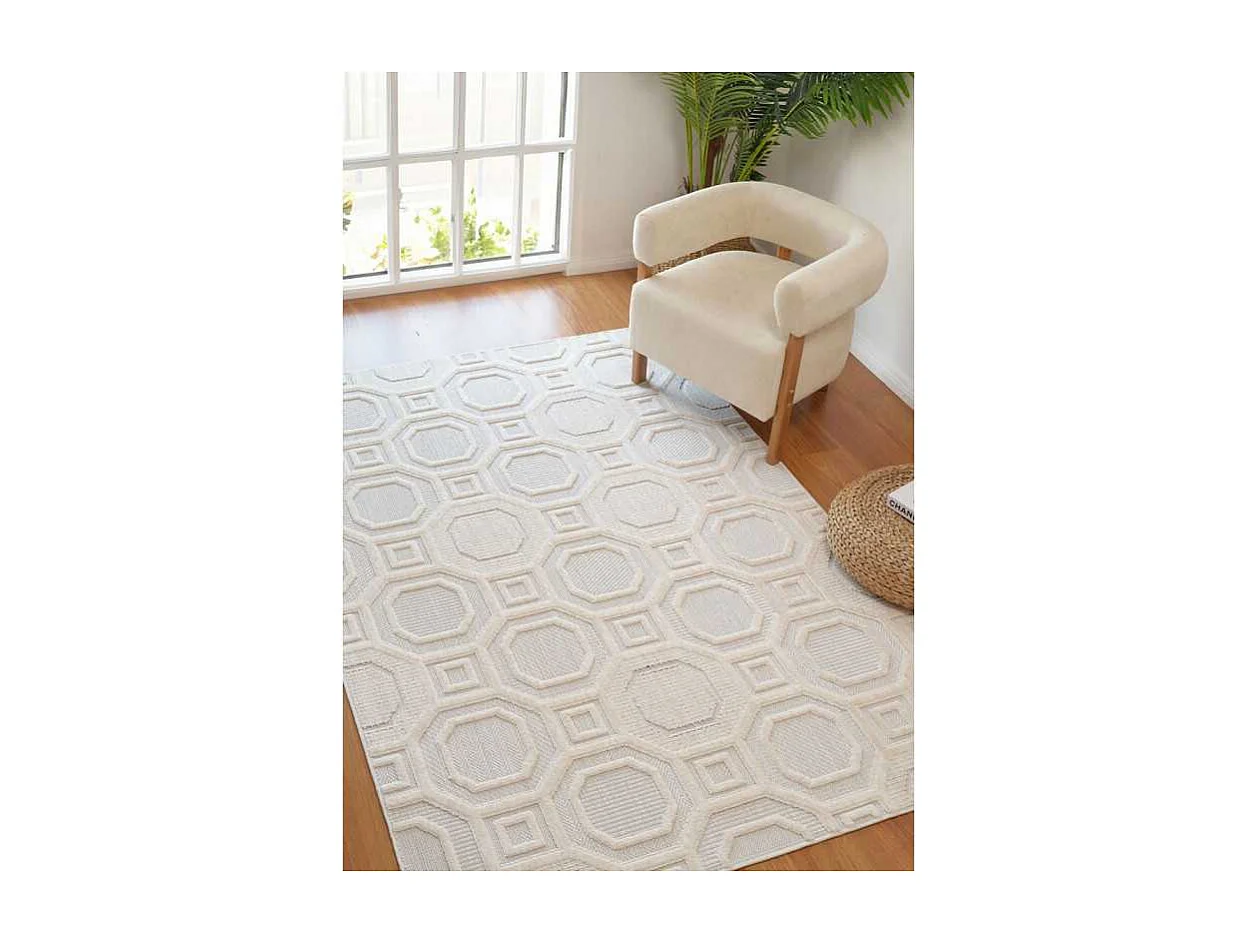 Tapis géométrique crème - MANISA 992 Crème 120*170