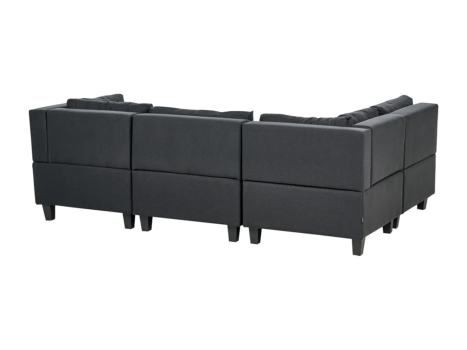 Canapé d'angle modulable 4 places UNSTAD Tissu Noir avec ottoman Côté droit