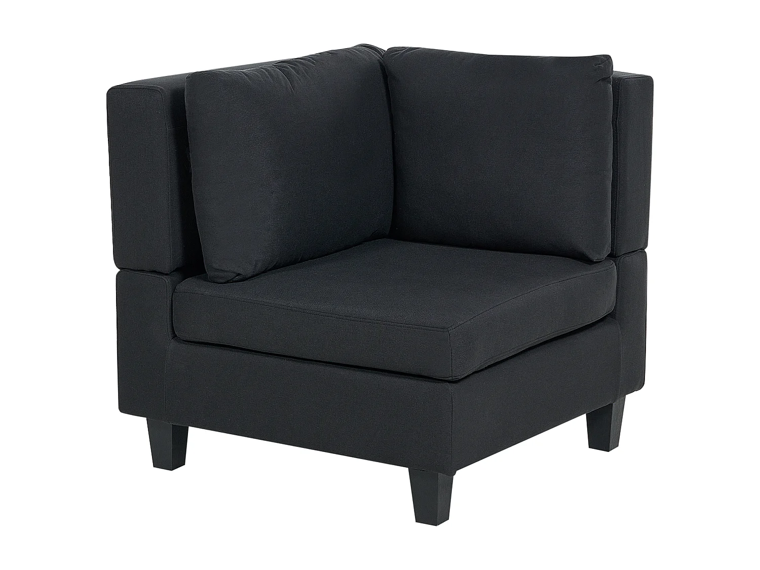 Canapé d'angle modulable 4 places UNSTAD Tissu Noir avec ottoman Côté droit