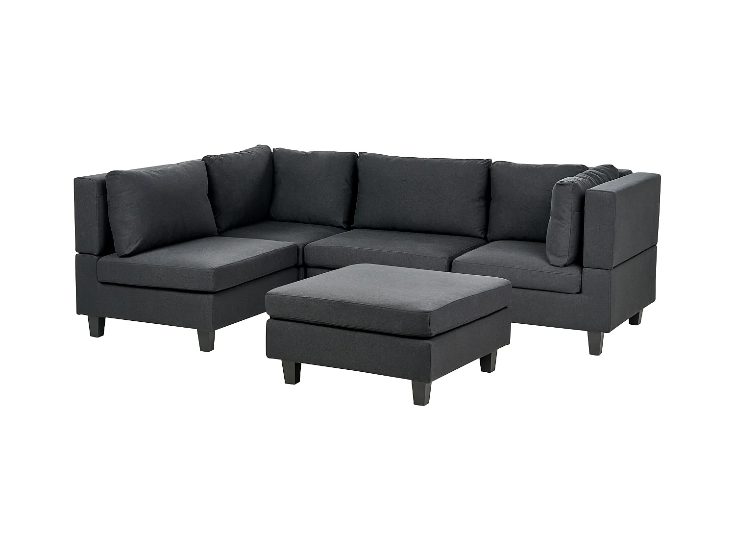 Modul Ecksofa UNSTAD Stoff Schwarz mit Ottomane 4-Sitzer rechtsseitig